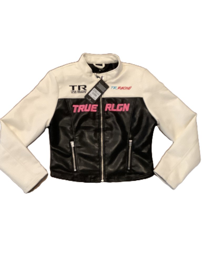 New Women's True Religion Racer Moto Faux Leather Jacket Size M Msrp $204
